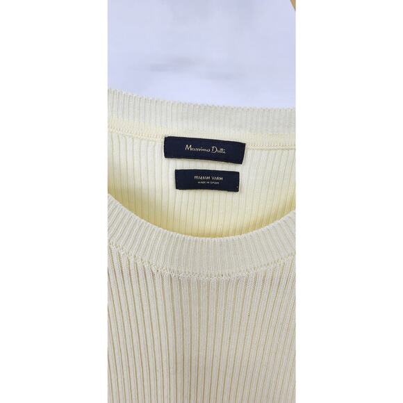 Massimo Dutti Italian Yarn Ribbed 1/2 Sleeve Sweater Top Pale Yellow Medium - Picture 6 of 8